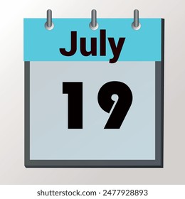 day on the calendar, vector image format, July 19