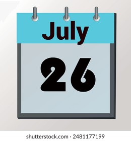 day on the calendar, vector image format, July 26