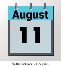 día en el calendario, formato de Imagen de Vector, 11 de agosto