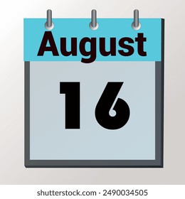 day on the calendar, vector image format, August 16