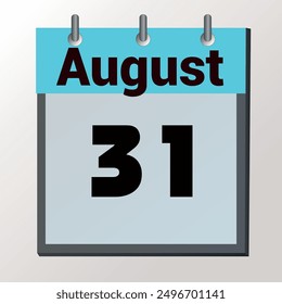 day on the calendar, vector image format, August 31