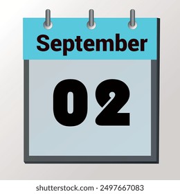 day on the calendar, vector image format, September 02