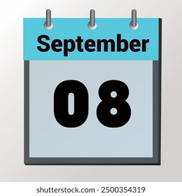 day on the calendar, vector image format, September 08