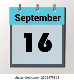 day on the calendar, vector image format, September 16