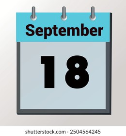 day on the calendar, vector image format, September 18