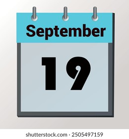 day on the calendar, vector image format, September 19