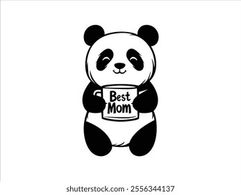 Mother’s Day Panda Silhouette, Best Mom Creative Vector