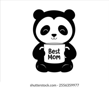 Mother’s Day Panda Silhouette, Best Mom Creative Vector