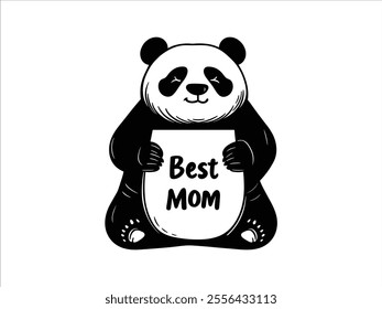 Mother’s Day Panda Silhouette, Best Mom Creative Vector