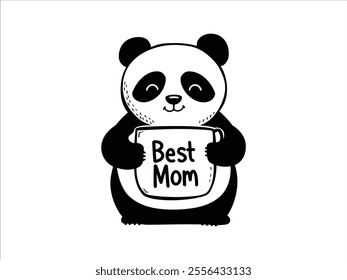 Mother’s Day Panda Silhouette, Best Mom Creative Vector