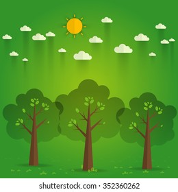 day park. natural landscape in the flat style.a beautiful park.Environmentally friendly natural landscape. Vector illustration