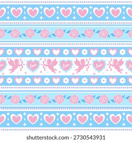 Patrón de corazón nórdico pastel de San Valentín