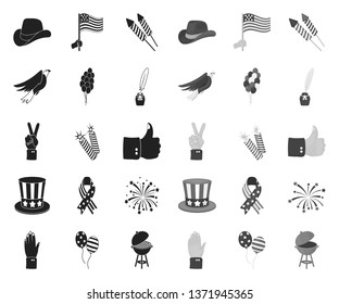 Day of Patriot, holiday black.mono icons in set collection for design. American tradition vector symbol stock web illustration.