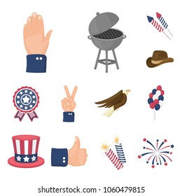 Day of Patriot, holiday cartoon icons in set collection for design. American tradition vector symbol stock web illustration.