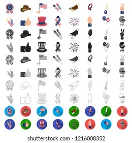 Day of Patriot, holiday cartoon icons in set collection for design. American tradition vector symbol stock web illustration.