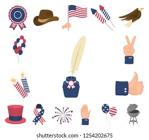 Day of Patriot, holiday cartoon icons in set collection for design. American tradition vector symbol stock web illustration.