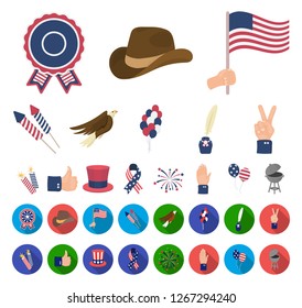 Day of Patriot, holiday cartoon,flat icons in set collection for design. American tradition vector symbol stock web illustration.