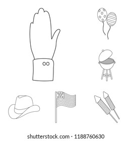 Day of Patriot, holiday outline icons in set collection for design. American tradition vector symbol stock web illustration.