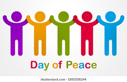 Day of peace celebrating people vector concept simple illustration icon or greeting card, celebration anniversary or holiday fun, group of cheerful happy people having fun at party.