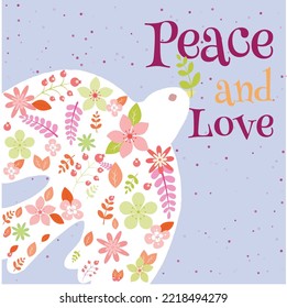 Day of the Peace , Peace and Love flat design, Greeting Card 