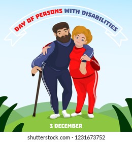 Day of person with disabilities concept background. Cartoon illustration of day of person with disabilities vector concept background for web design
