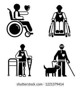 Day persons disabilities icon set. Simple set of day persons disabilities vector icons for web design on white background