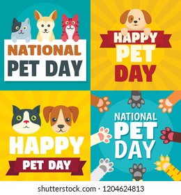 Day pet banner set. Flat illustration of day pet vector banner set for web design