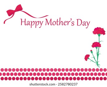 Mother’s Day. Pink carnation and dots background illustration. 