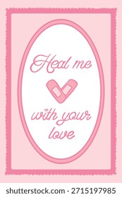 
Postal de Vector rosa de San Valentín. Amor rosado, Fronteras Románticas.
