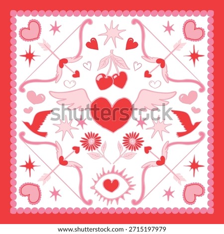 
Valentine’s Day Pink Vector Postcard. Pink love, Romantic Borders.
