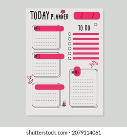 Plantilla de planificador de día rosa brillante
