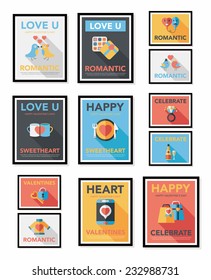 ValentineÃ?Â¢??s Day poster flat banner design flat background set, eps10