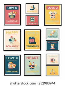 ValentineÃ?Â¢??s Day poster flat banner design flat background set, eps10