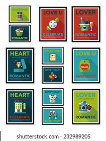 ValentineÃ?Â¢??s Day poster flat banner design flat background set, eps10
