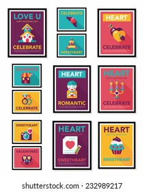 ValentineÃ?Â¢??s Day poster flat banner design flat background set, eps10