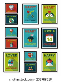 ValentineÃ?Â¢??s Day poster flat banner design flat background set, eps10