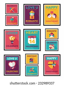 ValentineÃ?Â¢??s Day poster flat banner design flat background set, eps10