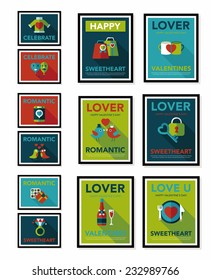 ValentineÃ?Â¢??s Day poster flat banner design flat background set, eps10