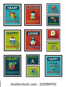ValentineÃ?Â¢??s Day poster flat banner design flat background set, eps10