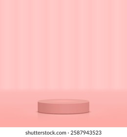 Valentine’s Day product display podium with a soft pink aesthetic. A luxurious cylindrical stage pedestal, ideal for showcasing romantic gifts, cosmetic products, and elegant branding materials. 