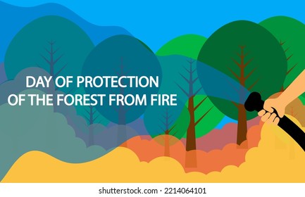 Day of protection of the forest from fire, vector art illustration.