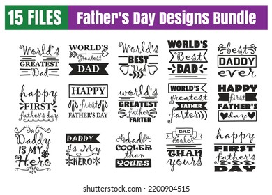 Father’s Day Quotes svg Bundle. Quotes about Father’s Day, Father’s Day cut files Bundle of 15 svg eps Files for Cutting Machines Cameo Cricut, Father’s Day Quotes