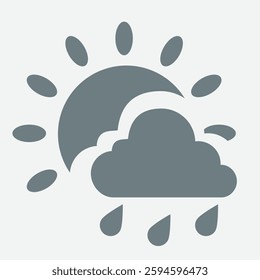 Day rain icon representing weather, rain showers, and daytime atmospheric conditions.