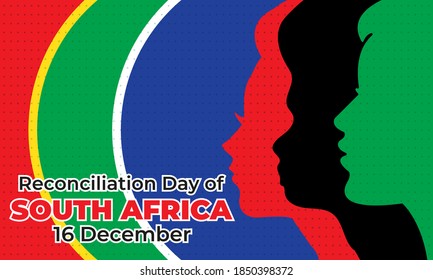 The Day Of Reconciliation Is A Public Holiday In South Africa. December 16th. The Intention Is To Celebrate The End Of Apartheid And Foster Reconciliation Between Different Racial Groups. Vector.