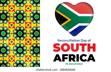 The Day Of Reconciliation Is A Public Holiday In South Africa. December 16th. The Intention Is To Celebrate The End Of Apartheid And Foster Reconciliation Between Different Racial Groups. Vector.