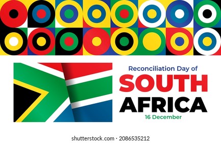 The Day Of Reconciliation Is A Public Holiday In South Africa. December 16th. The Intention Is To Celebrate The End Of Apartheid And Foster Reconciliation Between Different Racial Groups. Vector.