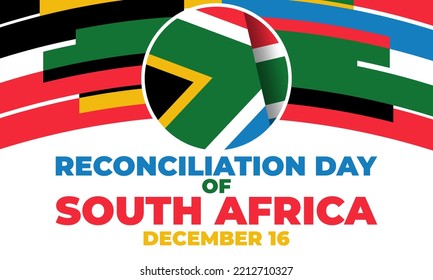 The Day Of Reconciliation Is A Public Holiday In South Africa. December 16th. The Intention Is To Celebrate The End Of Apartheid And Foster Reconciliation Between Different Racial Groups. Vector.