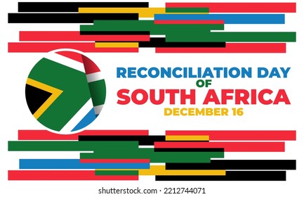 The Day Of Reconciliation Is A Public Holiday In South Africa. December 16th. The Intention Is To Celebrate The End Of Apartheid And Foster Reconciliation Between Different Racial Groups. Vector.