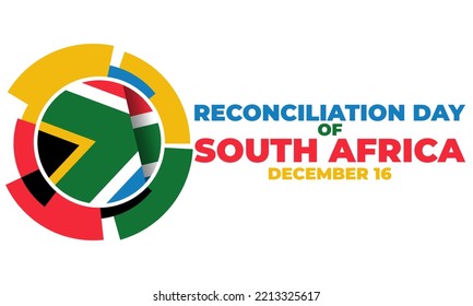 The Day Of Reconciliation Is A Public Holiday In South Africa. December 16th. The Intention Is To Celebrate The End Of Apartheid And Foster Reconciliation Between Different Racial Groups. Vector.