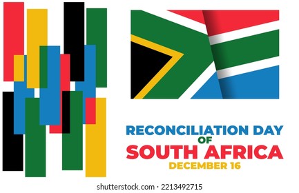 The Day Of Reconciliation Is A Public Holiday In South Africa. December 16th. The Intention Is To Celebrate The End Of Apartheid And Foster Reconciliation Between Different Racial Groups. Vector.